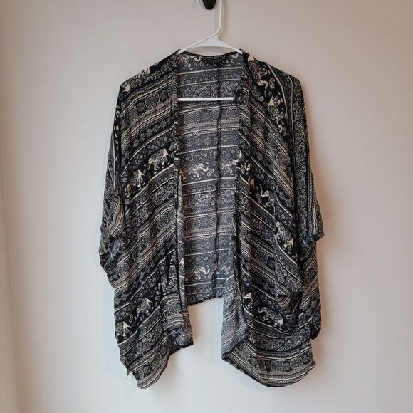 Forever 21 Size 0x Elephant Poncho Open Plus Striped - Picture 1 of 6